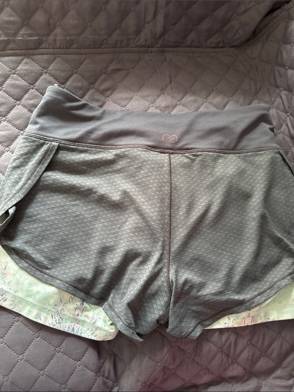 Women’s Cala Gray Athletic Layered Shorts - Lightweight Run & Training Size S